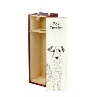 Fox Terrier Wire - wine box with a dog, alcohol box with graphics, personalized gift box from the Art-Dog brand