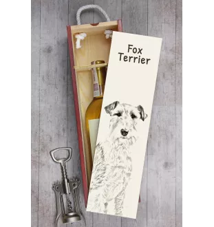 Fox-terrier à poil dur - boîte à vin avec chien, boîte à alcool avec graphisme, boîte cadeau personnalisée de la marque Art-Dog