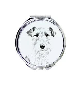 Fox Terrier Drahthaar, Foxterrier - Taschenspiegel mit Hund, personalisierter Taschenspiegel, kompakter Spiegel mit Art-Dog-Logo