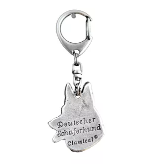 German Shepherd Dog, Alsatian Wolf Dog - Silver-plated key ring with dog, handbag decoration, backpack pendant by Art-Dog brand