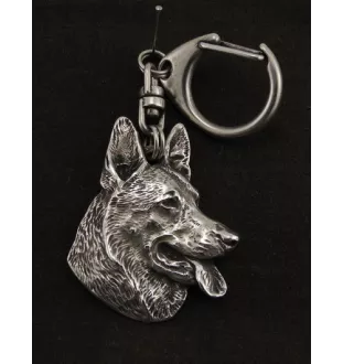 German Shepherd Dog, Alsatian Wolf Dog - Silver-plated key ring with dog, handbag decoration, backpack pendant by Art-Dog brand