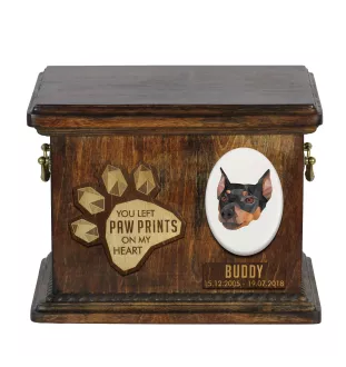 German Pinscher - urn for dog ashes, personalized urn with engraving, commemorative box for dog ashes by Art-Dog brand