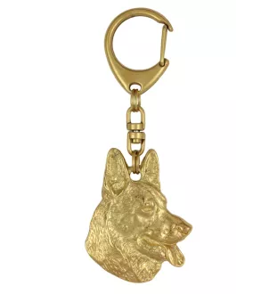German Shepherd Dog, Alsatian Wolf Dog - Gilded key ring with dog, handbag decoration, luxury accessory by Art-Dog brand