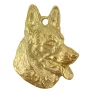German Shepherd Dog, Alsatian Wolf Dog - Gilded key ring with dog, handbag decoration, luxury accessory by Art-Dog brand