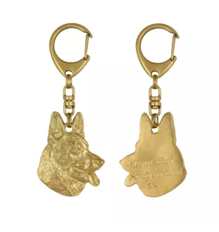 Deutscher Schäferhund - Vergoldeter Schlüsselanhänger mit Hund in Geschenkbox, Handtaschen-Dekoration, Luxus-Accessoire der Marke Art-Dog