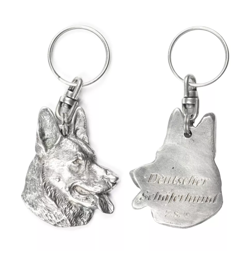 Berger allemand, Berger d'Alsace, Berger alsacien - Pendentif argenté avec un chien dans une boîte décorative, décoration de sac à main, pendentif de sac à dos par la marque Art-Dog