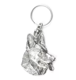 Deutscher Schäferhund - Versilberter Anhänger mit einem Hund in einer dekorativen Box, Handtaschenschmuck, Rucksackanhänger der Marke Art-Dog