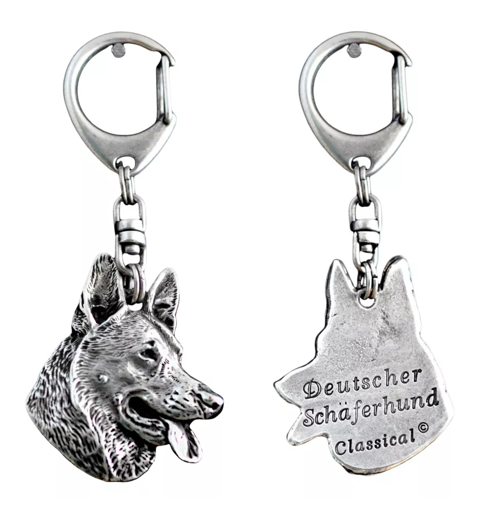 Deutscher Schäferhund - Versilberter Schlüsselanhänger mit Hund in einer Geschenkbox, Handtaschenschmuck, Rucksackanhänger der Marke Art-Dog