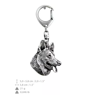 Deutscher Schäferhund - Versilberter Schlüsselanhänger mit Hund in einer Geschenkbox, Handtaschenschmuck, Rucksackanhänger der Marke Art-Dog