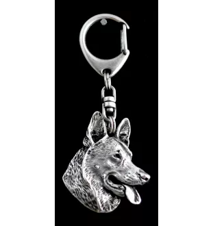 German Shepherd Dog, Alsatian Wolf Dog - Silver-plated key ring with a dog in a gift box, handbag decoration, backpack pendant by Art-Dog brand