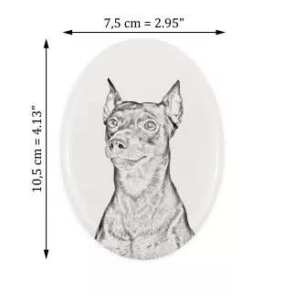 German Pinscher - commemorative plaque with a photo of a dog, tombstone with a print, personalized oval plaque from the Art-Dog brand