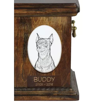 Deutscher Pinscher - Gedenktafel mit einem Foto eines Hundes, Grabplatte mit Druck, personalisierte ovale Platte der Marke Art-Dog