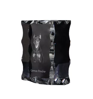 Pinscher allemand - cristal avec photo de chien, statuette en verre avec photo, cadre exceptionnel avec photo de la marque Art-Dog
