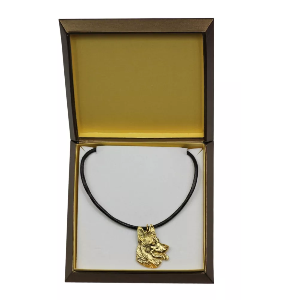 Deutscher Schäferhund - Hundehalsband in Geschenkbox, vergoldeter Anhänger für Hundefans, auffälliger Schmuck von Art-Dog