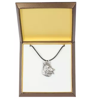 Berger allemand, Berger d'Alsace, Berger alsacien - Collier de chien dans une boîte cadeau, médaillon argenté pour fan de chien, pendentif remarquable de la marque Art-Dog