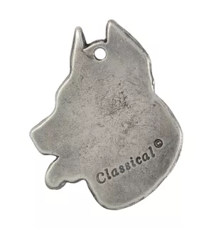 Berger allemand, Berger d'Alsace, Berger alsacien - Collier de chien dans une boîte cadeau, médaillon argenté pour fan de chien, pendentif remarquable de la marque Art-Dog