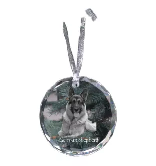 Berger allemand, Berger d'Alsace, Berger alsacien - boule de Noël en cristal avec une photo, photo de chien dans le cristal, décoration personnalisée pour sapin de Noël de la marque Art-Dog