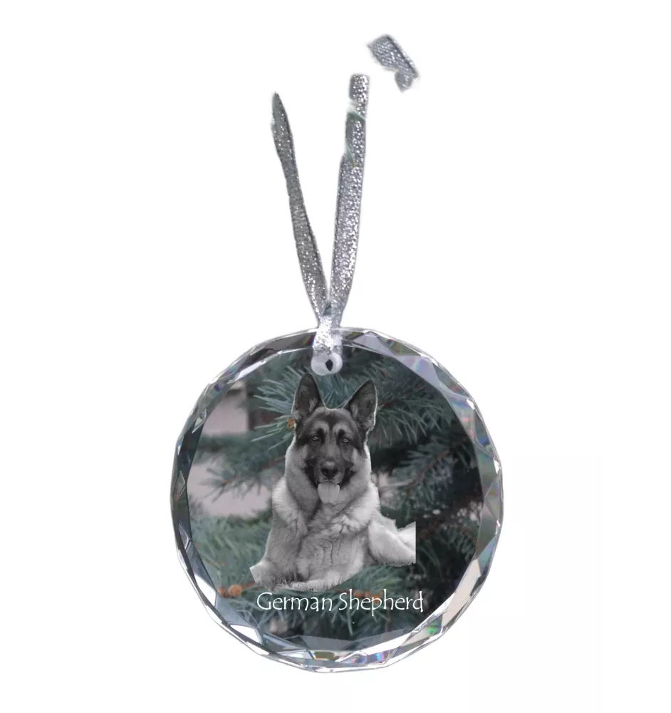 Deutscher Schäferhund - Kristallkugel mit Foto, Hundebild im Kristall, personalisierter Christbaumschmuck von Art-Dog.