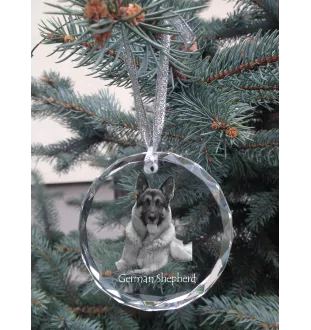 Berger allemand, Berger d'Alsace, Berger alsacien - boule de Noël en cristal avec une photo, photo de chien dans le cristal, décoration personnalisée pour sapin de Noël de la marque Art-Dog