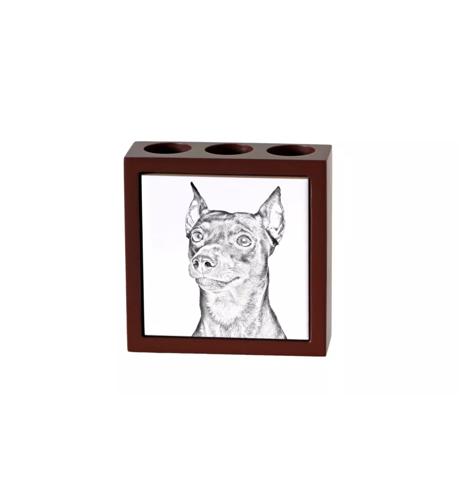 German Pinscher - pen holder with a dog, desk organizer with a print, personalized desk decoration from the Art-Dog brand.