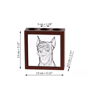 Deutscher Pinscher - Stifthalter mit Hund, Schreibtischorganizer mit Aufdruck, personalisierte Schreibtischdekoration der Marke Art-Dog