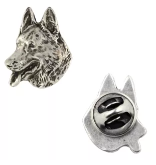 Berger allemand, Berger d'Alsace, Berger alsacien  - Broche chien argentée, épingle élégante, décoration de revers de veste par la marque Art-Dog