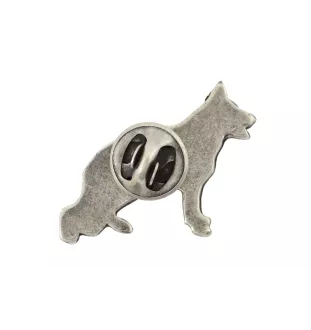 German Shepherd Dog, Alsatian Wolf Dog II  - Silver-plated dog brooch, elegant pin, jacket lapel decoration by Art-Dog brand