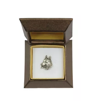 German Shepherd Dog, Alsatian Wolf Dog - Dog brooch in a gift box, elegant pin, lapel pin for Art-Dog brand jacket