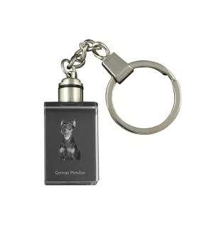 German Pinscher - Crystal key ring with dog photo, illuminated key ring, unique gift by Art-Dog brand
