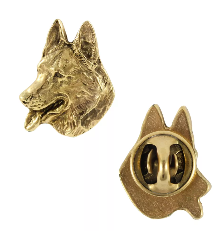 Berger allemand, Berger d'Alsace, Berger alsacien - broche plaquée or, ornement élégant pour chien, broche unique de la marque Art-Dog