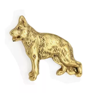 German Shepherd Dog, Alsatian Wolf Dog II - gold-plated pin brooch, elegant dog ornament, unique pin by Art-Dog brand