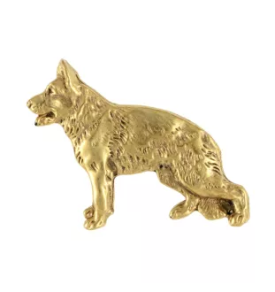 Deutscher Schäferhund II - Vergoldete Brosche, eleganter Hundeschmuck, einzigartige Brosche der Marke Art-Dog