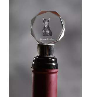 Pinczer średni stopper kryształowy  do wina z psem Art-Dog