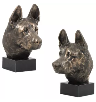 Berger allemand, Berger d'Alsace, Berger alsacien - Statue de chien, buste sur socle en pierre, sculpture, trophée pour exposition canine par la marque Art-Dog
