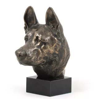 Berger allemand, Berger d'Alsace, Berger alsacien - Statue de chien, buste sur socle en pierre, sculpture, trophée pour exposition canine par la marque Art-Dog