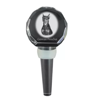 German Pinscher - Crystal bottle stopper, unique wine stopper with photo, personalised gift for sommelier by Art-Dog brand
