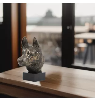 German Shepherd Dog, Alsatian Wolf Dog - Dog statue, bust on stone base, sculpture, trophy for dog show by Art-Dog brand