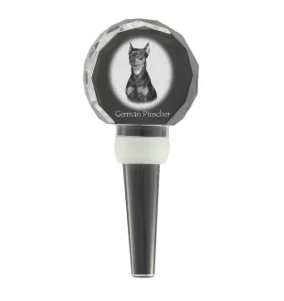 German Pinscher - Crystal bottle stopper, unique wine stopper with photo, personalised gift for sommelier by Art-Dog brand
