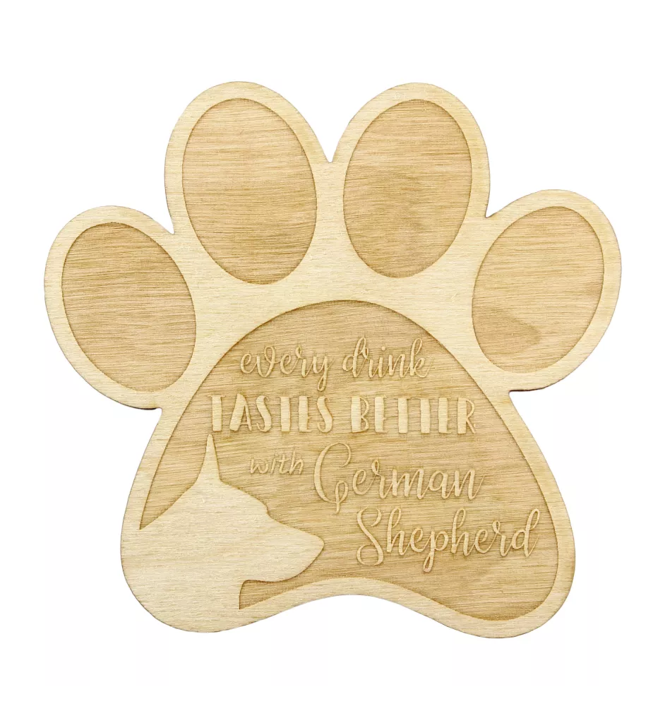 Deutscher Schäferhund - Tasse Untersetzer, graviert Untersetzer mit Hund, Geschenk für Hundeliebhaber von Art-Dog Marke