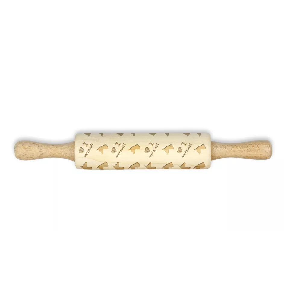 German Pinscher - small rolling pin with a dog pattern, a rolling pin for children's dough, decorating ceramic clay by Art-Dog brand