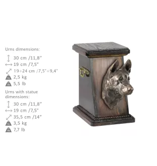 Berger allemand, Berger d'Alsace, Berger alsacien - urne pour les cendres d'un chien, une urne élégante avec une statuette, une urne commémorative avec un buste de chien de la marque Art-Dog