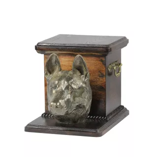 Berger allemand, Berger d'Alsace, Berger alsacien - urne pour les cendres d'un chien avec une statuette, une urne élégante pour chien, une urne exceptionnelle avec un buste de chien de la marque Art-D