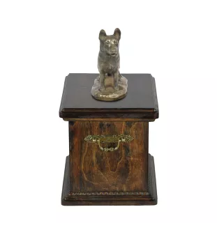Deutscher Schäferhund eine Urne für die Asche des Hundes, eine Urne mit einer Statue, eine elegante Urne im klassischen Stil der Marke Art-Dog