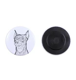 Deutscher Pinscher Magnet mit einem Hundepfotenabdruck, außergewöhnlich leicht, starker Magnet, handgefertigtes Produkt der Marke Art-Dog