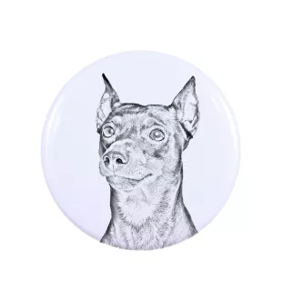 Deutscher Pinscher Magnet mit einem Hundepfotenabdruck, außergewöhnlich leicht, starker Magnet, handgefertigtes Produkt der Marke Art-Dog