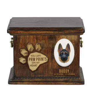 German Shepherd Dog, Alsatian Wolf Dog - urn for dog ashes, personalized urn with engraving, commemorative box for dog ashes by Art-Dog brand