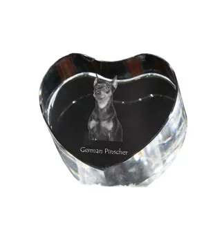 Pinscher allemand - une photo de chien dans un cristal, un cœur en cristal, un cadre photo exceptionnel de la marque Art-Dog