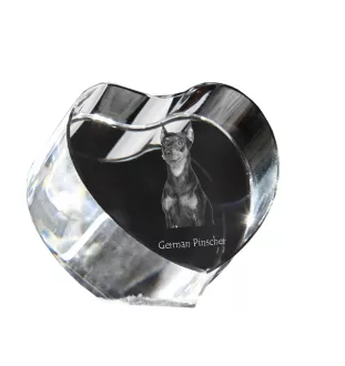 Pinscher allemand - une photo de chien dans un cristal, un cœur en cristal, un cadre photo exceptionnel de la marque Art-Dog