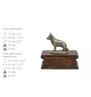 German Shepherd Dog, Alsatian Wolf Dog - urn for dog ashes, classic urn with a statuette, elegant urn with a dog by Art-Dog brand