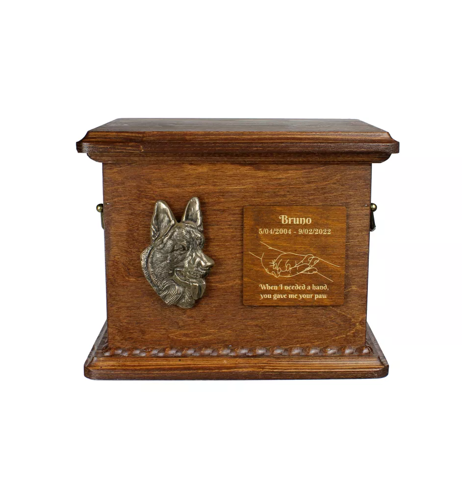 Deutscher Schäferhund I Personalisierte Hundeurne mit Gravur und Relief, Erinnerungsbox für Hundeknochen von der Marke Art-Dog